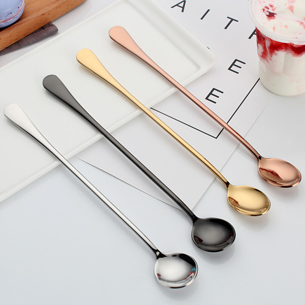 New Stainless Steel Spoon High-Grade Gold Cutlery Flatware For Coffee Stir Spoon 401 Stainless Steel Metal With Vacuum Titanium Plating