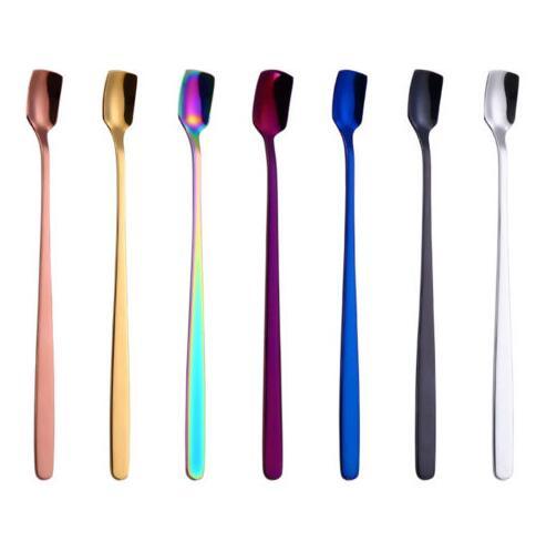 304 Stainless steel mixing spoon ice spoon long handle coffee dessert milktea scoop shovel type bar stir spoon free shipping