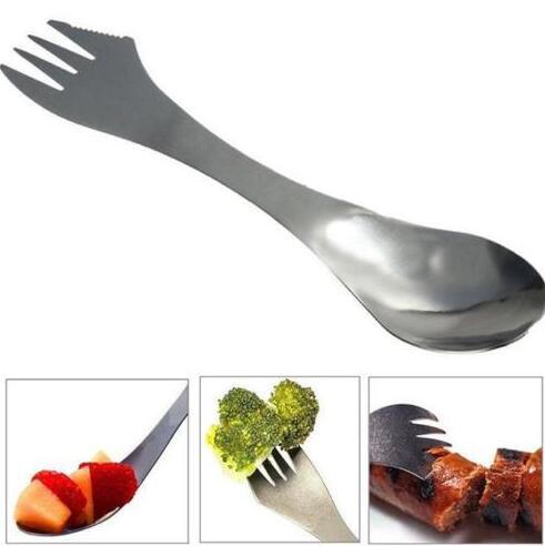 Fork spoon spork 3 in 1 tableware Stainless steel cutlery utensil combo Kitchen outdoor picnic scoop/knife/fork set