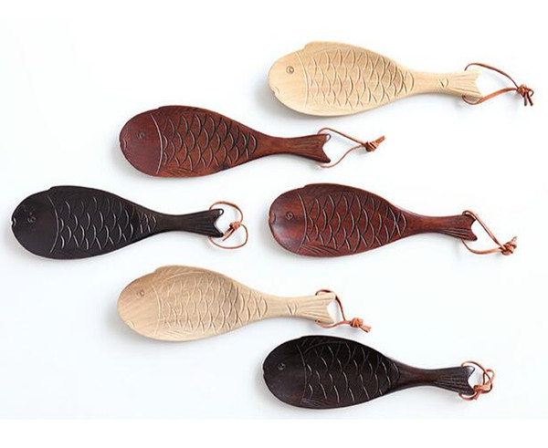 Elegant fish modelling wooden rice scoop nice environmental meal spoon non stick rice spoons safe kitchen tools free ship