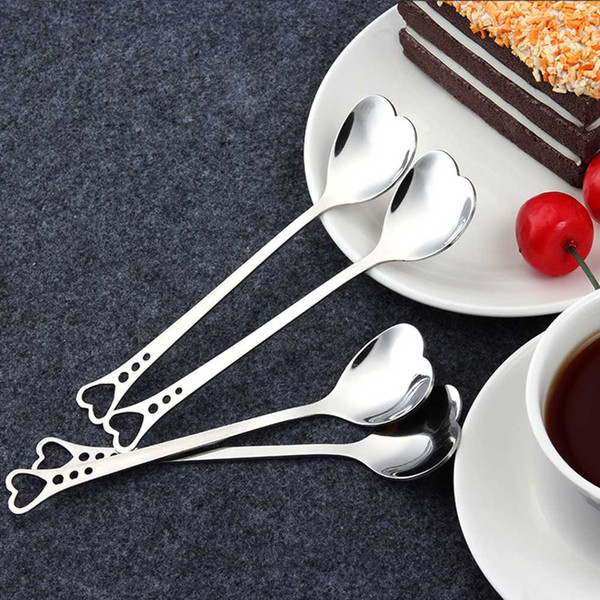 10Pcs Stainless Steel Heart Shape Coffee Spoon Kitchen Accessories Dessert Sugar Stirring Spoons Teaspoon Dinnerware