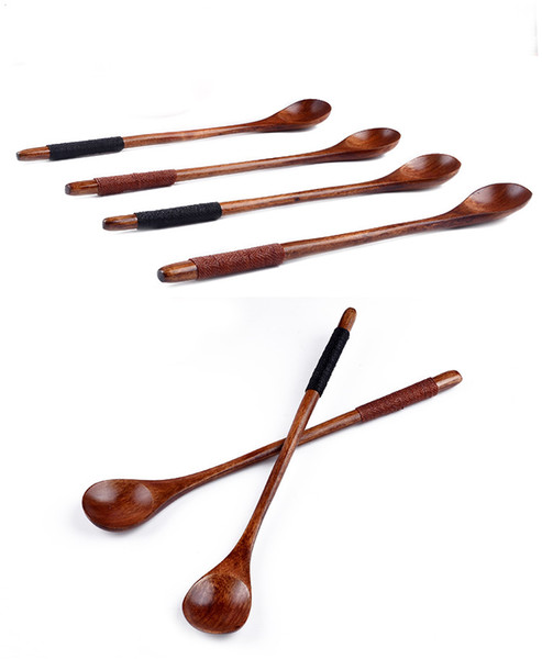 Long Handle Wooden Spoons Dessert Coffee Stirring Spoon Natural Wood Spoon Dining Soup Tea Honey Coffee Spoon