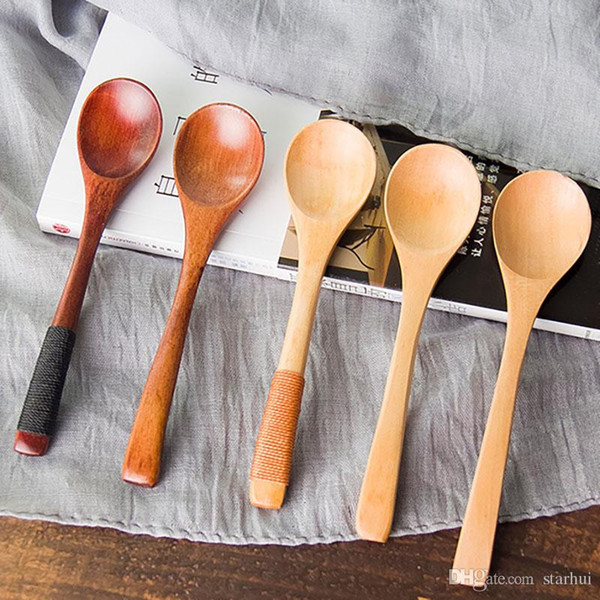 13*3cm High Quality Wooden Spoons Tea coffee Milk Honey Tableware Kitchen Accessories Cooking Sugar Salt Small Spoons WX9-459