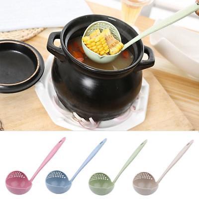 4colors 2 in 1 Long Handled Soup Spoon Tableware Cooking Kitchen Gadgets Tool Colander Cooking Strainer Plastic Ladle Spoon GGA943 400pcs