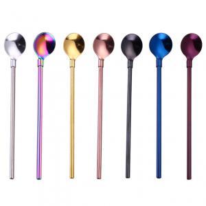 Stainless Steel Long Straws Spoon Long Handle Mixing Spoon Coffee Milk Tea Stirrer Bar Supply LLA287