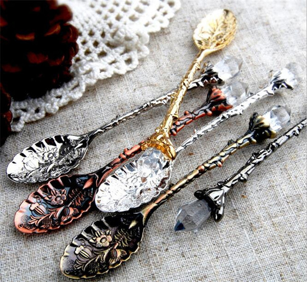 European style retro gorgeous carved small coffee spoon mixing spoon 4 colors bar decoration C010