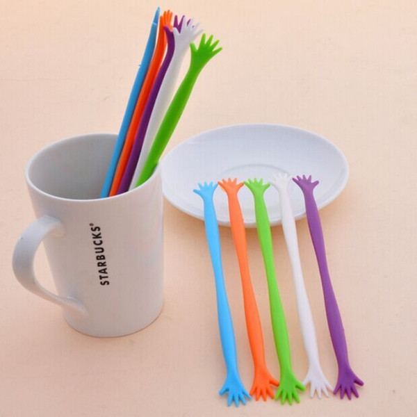 Wholesale- Hot Sale 5PCS Cute Coffee&drinks&Fruit juice Spoon tableware Stir Bar Stick Mixing restaurant bar Kitchen practical tools