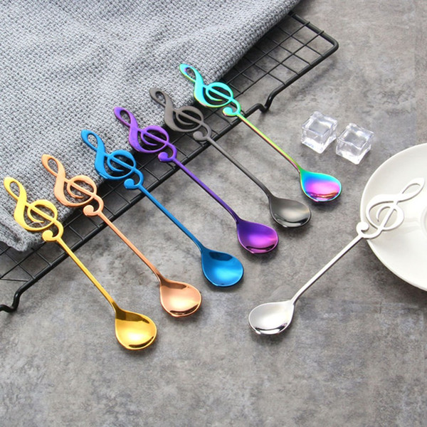 Musical Note Coffee Spoons Stainless Steel Tea Stirring Spoons Set Sugar Ice Cream Mug Dessert Spoon Drink Tableware