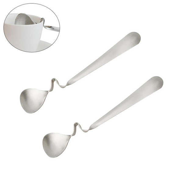 Stainless Steel Honey Spoons Multifunctional Milk Coffee Mixing Spoons Teaspoon with Curved Handle 4PCS