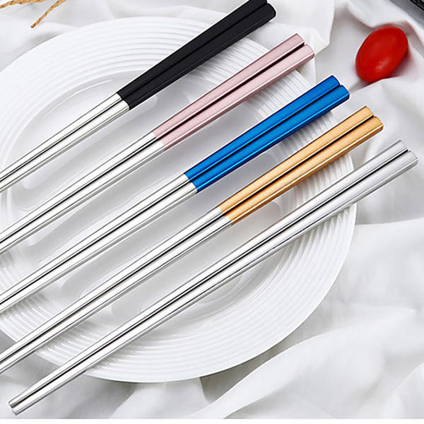 304 Stainless Steel Chopsticks Gold Black Silver Square Chopsticks Bar Restaurant Kitchen Supplies Free DHL 931