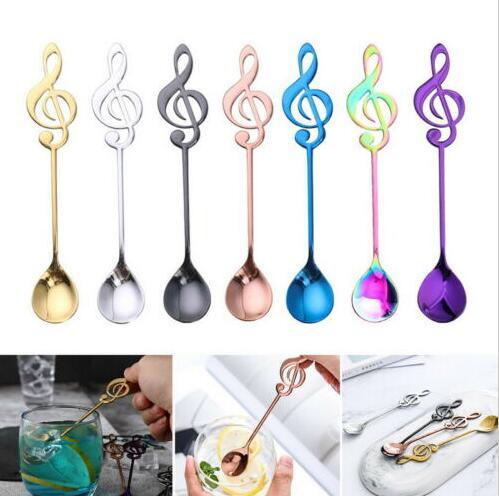 Musical Note Tea Spoons Stainless Steel Musical Note Spoons Creative Ice Cream Dessert Coffee Tea Spoon Tableware 100pcs