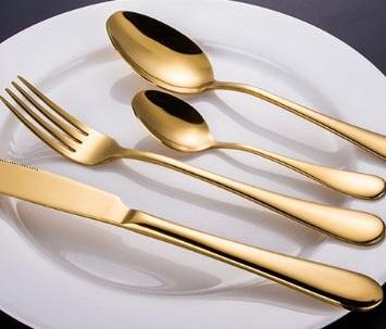 High-grade gold cutlery flatware set spoon fork knife tea spoon stainless steel dinnerware set kitchen utensil h124