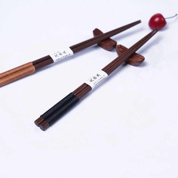 New Wood Chopsticks Wrapped Yarn Cassia siamea Chopsticks Korean Style Wooden Flatware 22.5*1cm MOQ:10pair