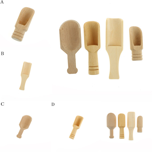 Mini Wooden Scoops Bath Salt Spoon Candy Flour Spoon Scoops Kitchen Utensils Bath Shower SPA Tool Laundry Detergent Powder