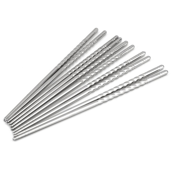 Stainless Steel Chopsticks Anti-skip Thread Style Durable Silver