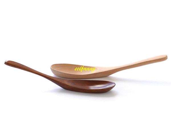 10pcs/lot free shipping Japanese wooden spoons tableware flat bottom wood spoon scoop kitchen tools can customize logo