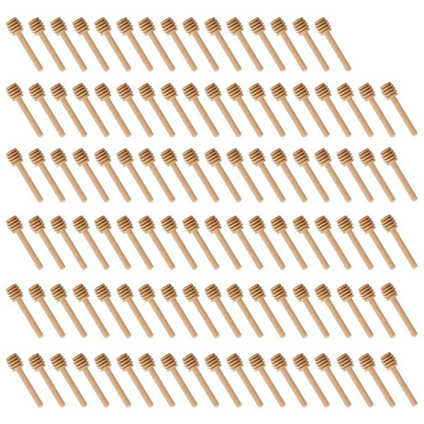 Hot Sale 100 Pack Of Mini 3 Inch Wood Honey Dipper Sticks, Individually Wrapped, Server For Honey Jar Dispense Drizzle Honey,