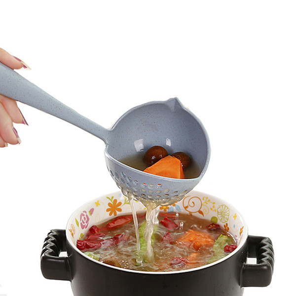 creative 2 in 1 Soup Spoons Long Handle soup ladle Strainer skimmer kitchen cooking Spoons Tools