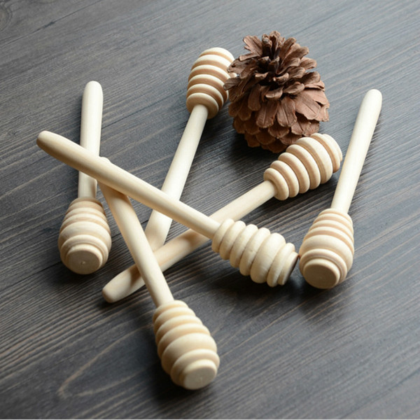 100pcs/lot 14cm Length Wooden Honey Stirring Stick Wood Honey Spoon Dipper Party Supply