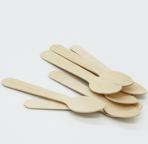 Mini disposable wood tableware wooden spoon cake coffee ice cream Coffee honey tea spoon BBQ Tableware Tools 11 cm ETO2039