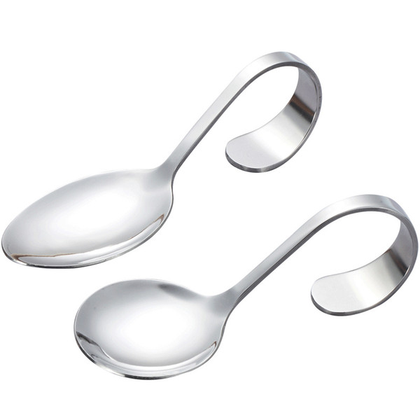 Hotel and Restaurant Use Stainless Steel Canape Serving Spoon, Shiny Polish Stainless Steel Sea Food Serving Spoon with Bendy Handle 829