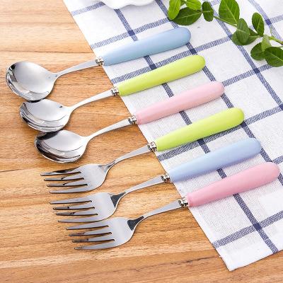 chinese supplier fine porcelain stainless steel Spoon fork shining spoons and forks muti color high quality