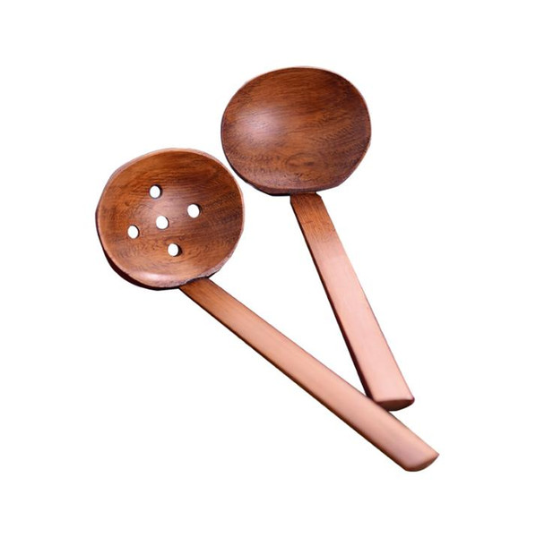 New Wooden tableware Turtle soup spoon Japanese ramen wooden Long handle colander Hot pot spoon practical and durable