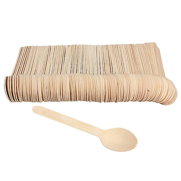 Eco -Friendly 100pcs Disposable Wooden Spoon Tableware Bamboo Scoop Coffee Honey Tea Spoon Bbq Tableware Tools