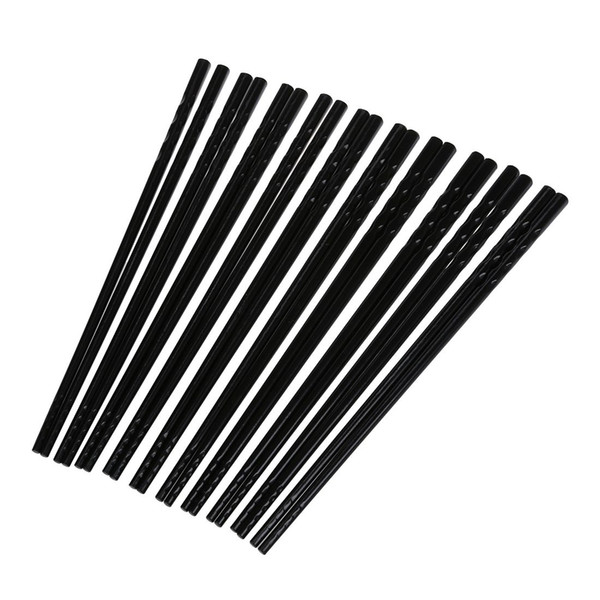 10 Pairs Kitchen Dishware Nonslip Plastic Chopsticks Black