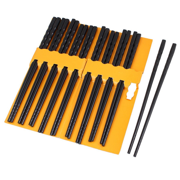 Wholesale 5* 10 Pairs Kitchen Dishware Nonslip Plastic Chopsticks Black