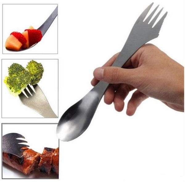 Fork Spoon Spork 3 in 1 Tableware Stainless Steel Cutlery Utensil Combo Kitchen Outdoor Picnic Scoop/Knife/Fork Set