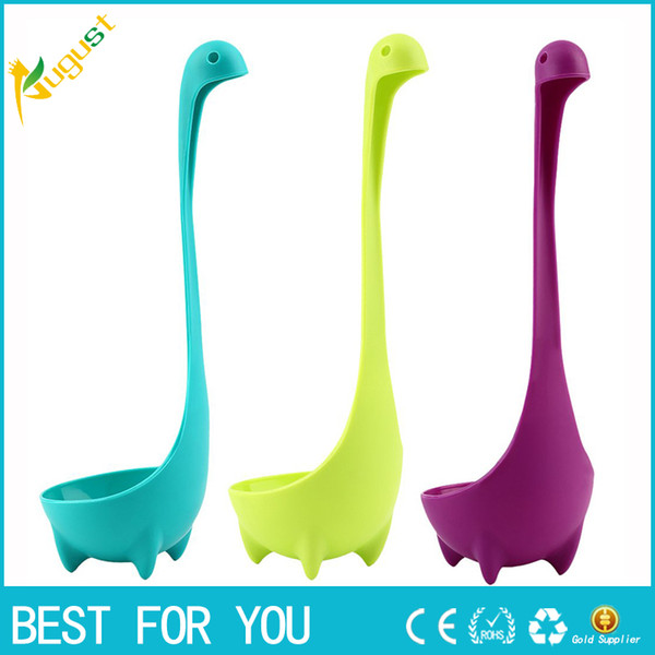 Long Handle Plastic Cute Swan Shape Feet Stand Soup Spoon Helper Upright Home Kitchen Tool