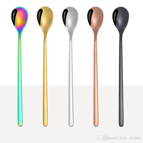 Colorful Spoon Stainless Steel Coffee Spoons Flatware Ice Cream Drinking Tools Kitchen Gadget Spoon Kitchen Accessories