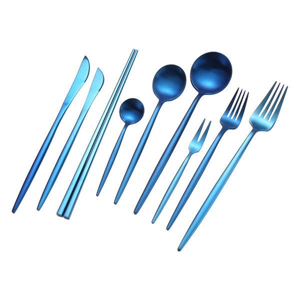 Matte Blue Tableware Blue Dinnerware Dinner Knife Flatware Restaurant PVD Plated Stainless Steel 304 New Arrival