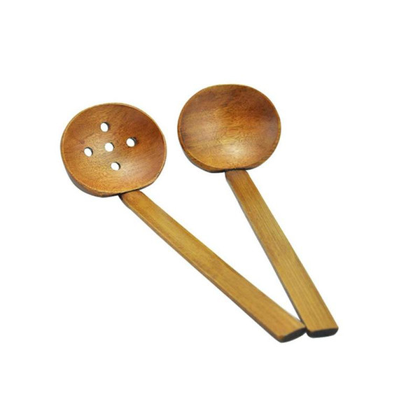 Japanese Style Long Handle Wooden Spoon Colander Long Handle Utensils Ramen Soup Spoons Tableware Kitchen Tools