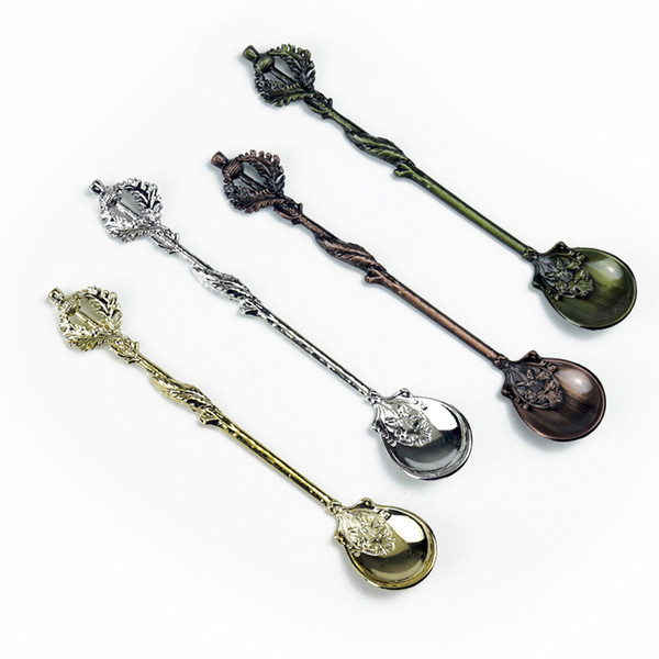 Edward thistle flower leaf Vintage Royal Style Metal coffee spoon Kitchen Fruit Prikkers Dessert Ice-cream Scoop gift DHL