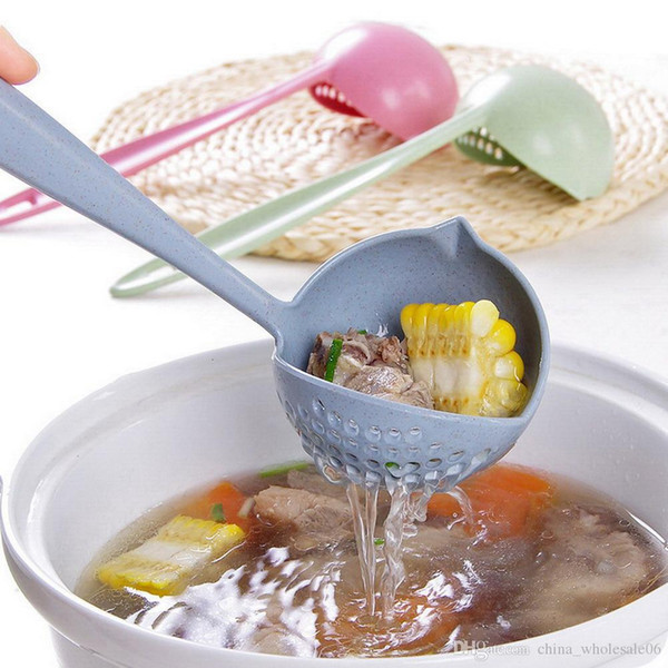 2 in 1 Soup Spoon Long Handle Creative Porridge Spoons with Filter Dinnerware Cooking Tools Eco-Friendly