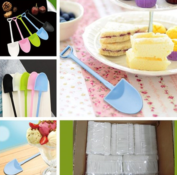 New hot beautiful high quality environmentally friendly disposable plastic cake Western-style snack spoon Flatware shovel spoon T7I5016