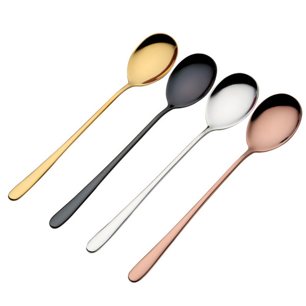 Colorful 304 Stainless Steel Spoon Dinner Spoon Titanium PVD Plated Silver Gold Copper Black Korean Spoon Wholesale