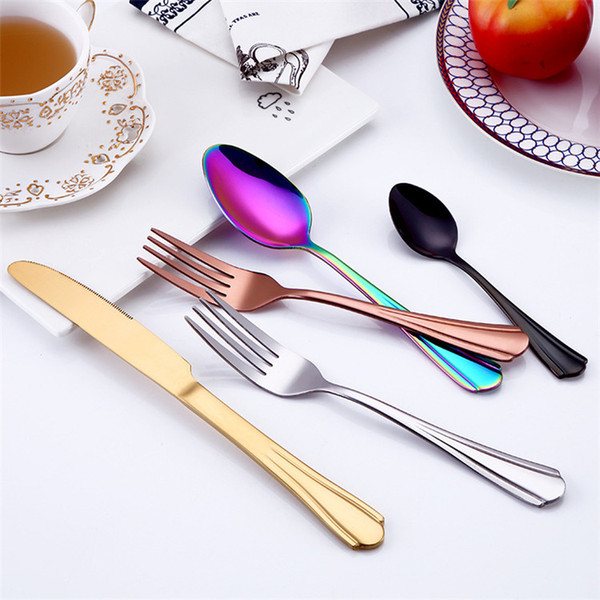 New Arrival Glossy Golden Cutlery Set, PVD Plated Colorful Tableware Set, Rose Gold Flatware Set Hotel