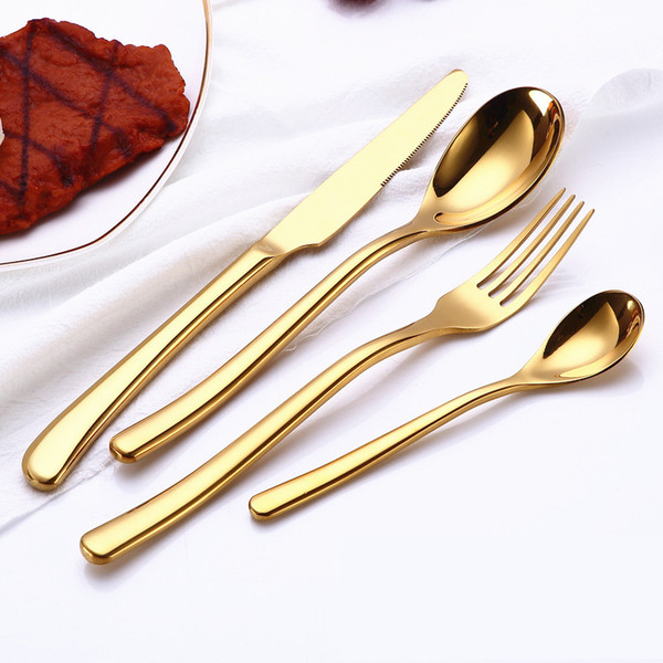 High Grade PVD Plated Stainless Steel Silver Tableware Set, Fine Design Hotel Gold Cutlery Set Black Flatware Set