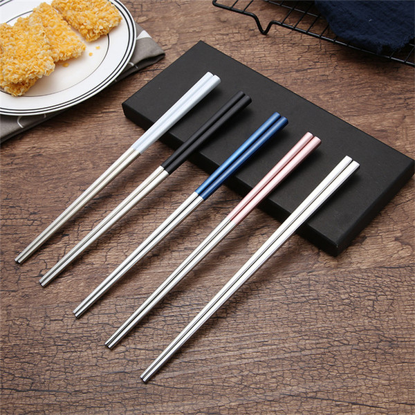 5 Pairs Chopsticks Sets 304 Stainless Steel Chopsticks Set Chopstick Gift Set Wholesale Black Gift Box
