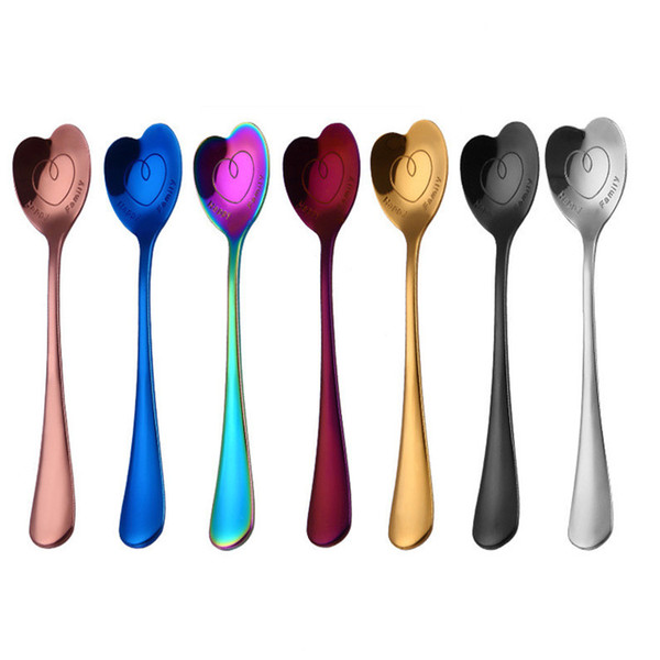 Wholesale Gold Spoons Rose Gold Heart Spoon PVD Plated Colored Spoons for Party Wedding on Promotion