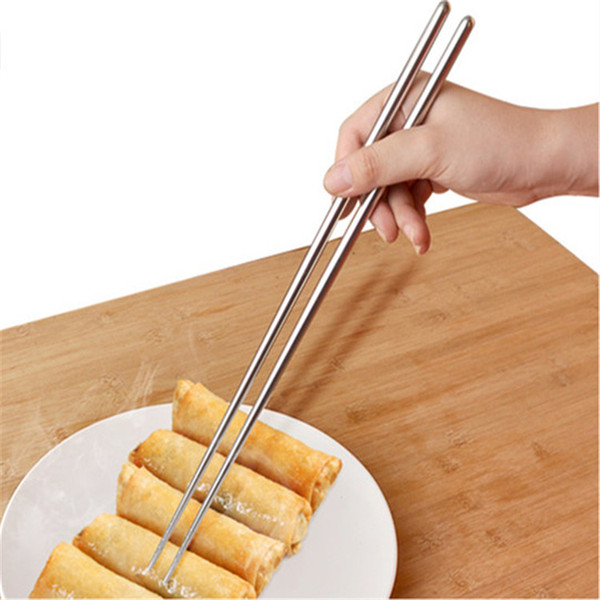 Good Quality Long 304 Stainless Steel China Chopsticks, Shiny Polish Stainless Steel 36CM Extra Long Chopsticks Fry Chopsticks