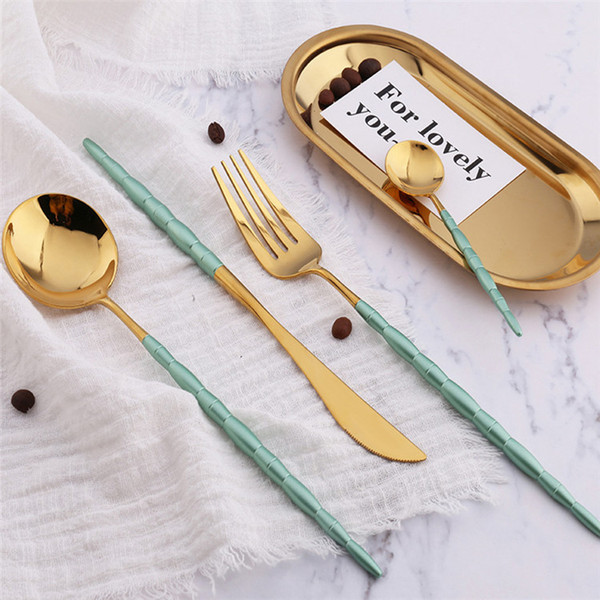 New Arrival Gold Black Flatware Set, Hotel Gold Blue Cutlery Set, Wedding Use Gold Pink Tableware Set