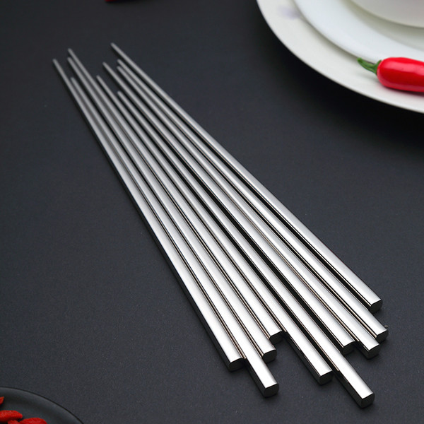 Best 304 Stainless Steel Chopsticks Food Grade Glossy Polish Vacuum Square Chopsticks Restaurant Hotel Home Supplies