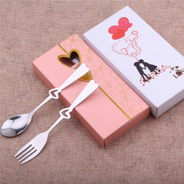 2Pcs Wedding Gift Tableware Soon Fork Set Wedding Cutlery Sets Wholesale Tableware China with Color Box Packing