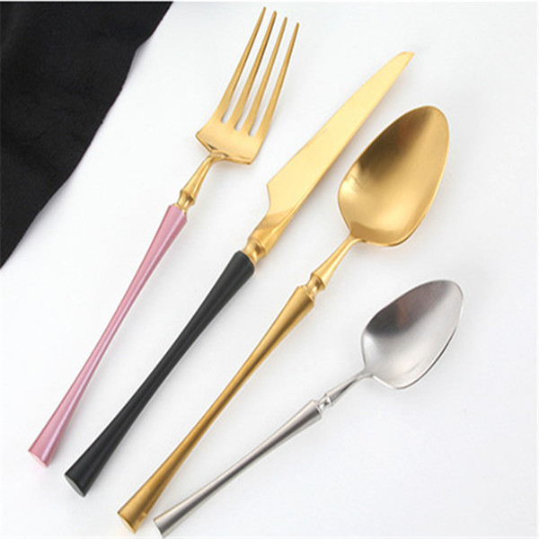 INS Best Selling Matte Gold Cutlery Set, PVD Gold Plated Tableware Set, Classic Design Matte Silver Flatware Set