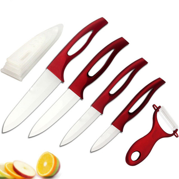 Beauty Gifts Zirconia good red handle Ceramic fruit Knife kitchen Set 3
