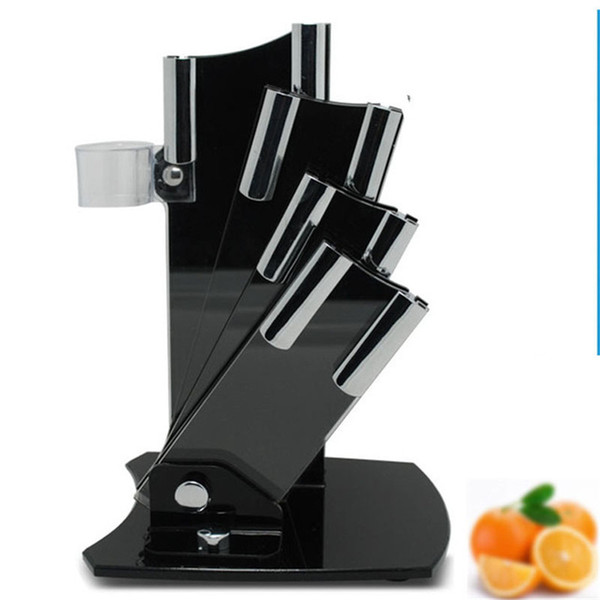 Beautiful acrylic kitchen ceramic knife holder, kitchen knife stand block for 3'' 4'' 5'' 6'' knives with one peeler